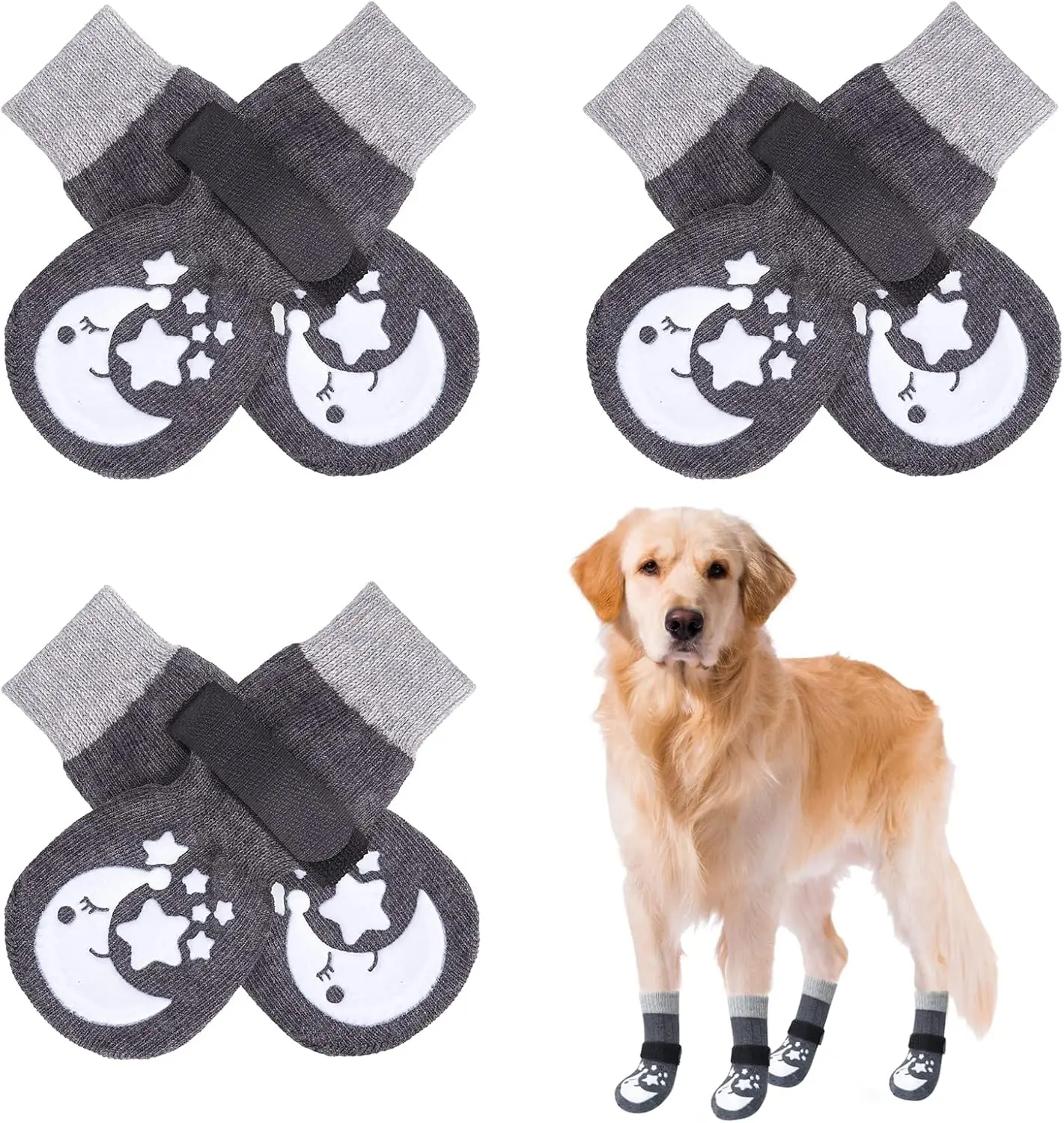 Anti-Slip Dog Socks,Dog Shoes for Hot/Cold Pavement,Paw Protectors with Grips  Pairs for Puppy Small Medium Large Senior Old Dogs,Dog Socks to Prevent Licking and Hardwood Floor Protection