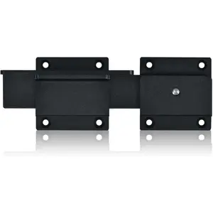 1Pack 3.5mm Aluminum Alloy Flip Gate Latch Lock with Padlock Hole, Black Door Latch for Outdoor Wooden Fence, Swing Open Gate, Double Gate, Barn Door, Shed, Vinyl Fence Yard