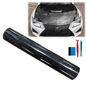 59In Carbon Fiber Vinyl Wraps Self Adhesive Film, High Gloss Black Carbon Fiber Car Vinyl Wrap Sticker Wrap Roll With Air Release Technology