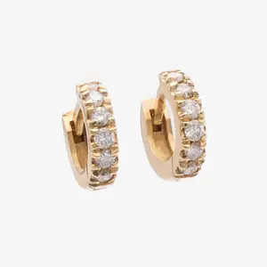 Diamond & Gold Petite Chunky Huggie Hoops