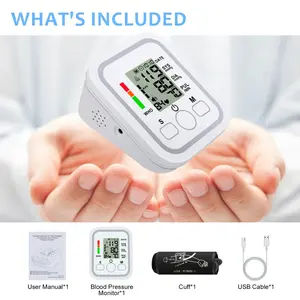 All-in-One Portable Upper Arm Blood Pressure Monitor |   Large LCD Display, One-Touch Operation, Voice Reports, Hypertension Alerts, 2x99 Memory, Adjustable Cuff |   Home & Travel Essential, Ideal for Seniors, Pregnant Women Battery Not Included