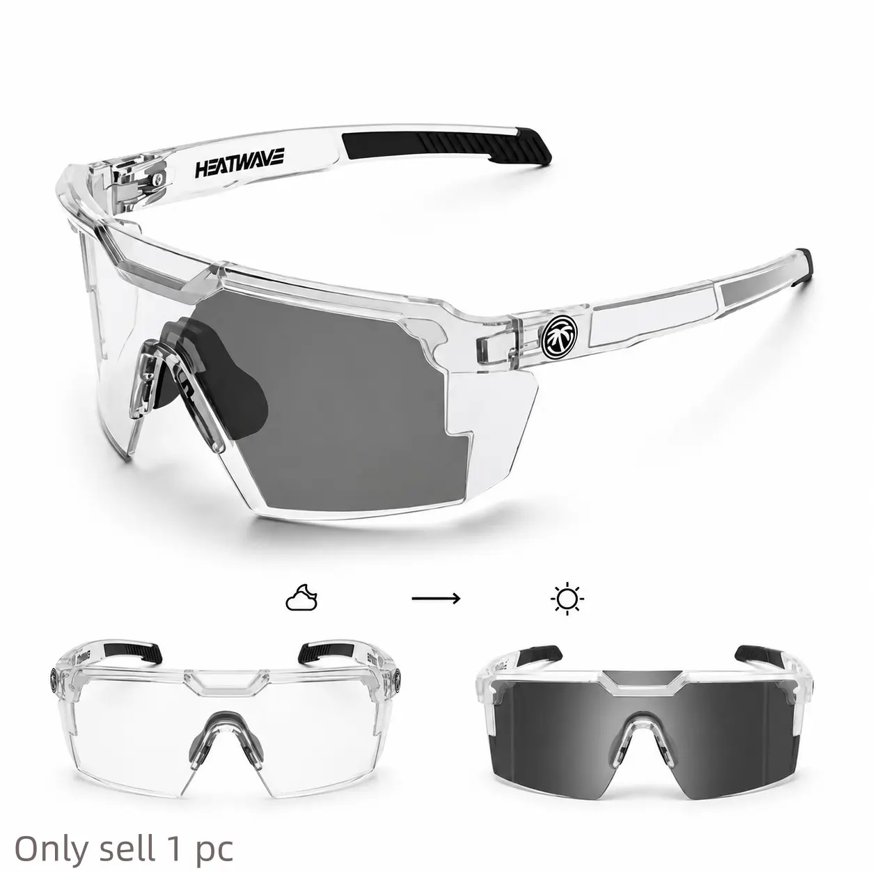 Photochromic Sports Glasses – Lightweight UV400 Active Tactical Sunglasses, Non-Slip Nose Pads for Cycling, Running & Outdoor Adventure