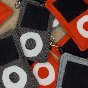 Handmade Wonky IPod Keychain - Recycled Fabric Nostalgic Accessory for Keys or Purse 3x5 Inches