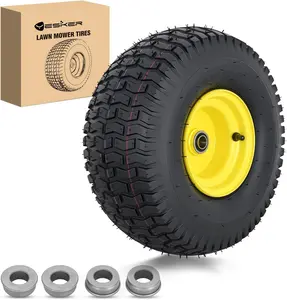 Yesker 15x6.00-6 Lawn Mower Tire, 15" Pneumatic Rubber Tire with 3/4" Axle Bore & 3" Hub Length, Air-Filled Replacement Wheel for Riding Lawn Mowers, 1 Pack