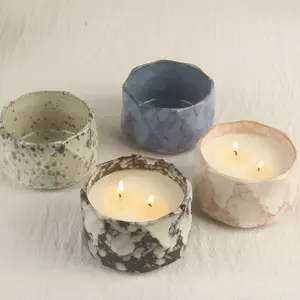 Modern European Ceramic Candle Holder, Colorful Kiln-Changed Atmosphere Decorative Ceramic Candle Jar, Festive Home Decoration
