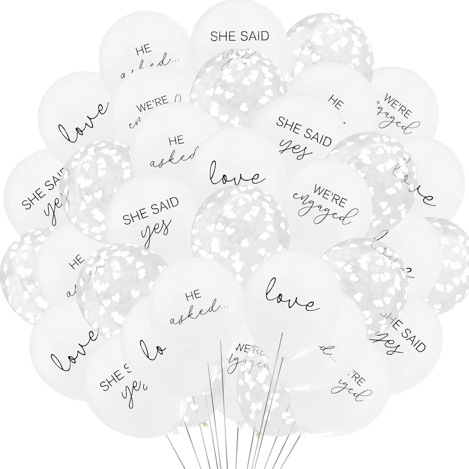 Engagement Party Balloons He Asked,She Said Yes! We'Re Engaged Balloons Love Shape Paper Scraps Balloons For Engagement Hen Bachelorette Wedding Party Decoration (36)
