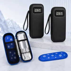 2PCs Insulin Cooler Travel Case with Temp Display, 2 Reusable Ice Packs & Bonus Diet Reference Poster, Portable Insulated Cooling Bag for Insulin Pens, Diabetic Supplies, Medicine Storage, TSA Friendly Travel and Daily Use basket