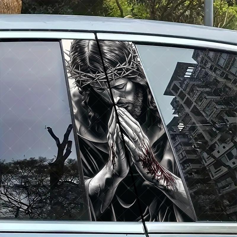2pc Jesus Prayer Car B-Pillar Sticker, Vinyl Protection Decal, Easy ...