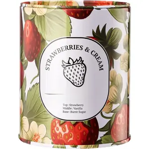 Strawberries and Cream Candle 9.17oz | Artful Strawberry Motif in  Tin | Sumptuous Fruity Aroma | Ideal for Spring & Summer | Soy Wax with  Cotton Wick | 55-Hour