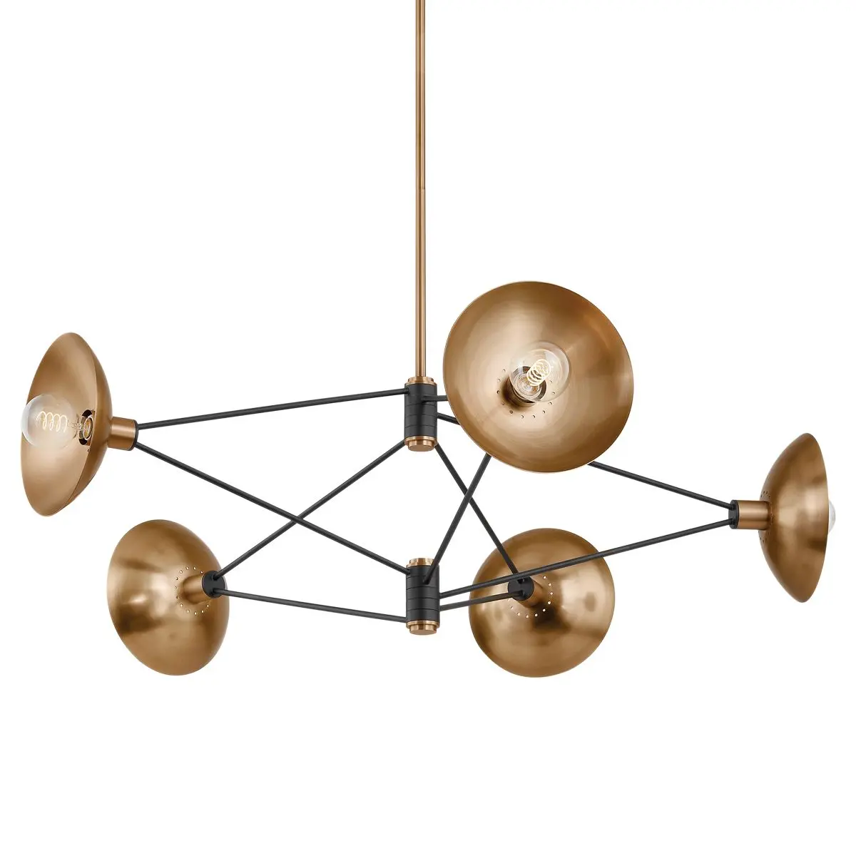 Axel Large Chandelier - Rhombus-Shaped Design in Soft Black with Patina Brass Accents