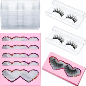 60 Pieces Empty Eyelashes Packaging Box and Tray 30 Pieces Empty Eyelash Boxes Pink Lash Packaging Case with 30 Pieces Empty Eyelash Tray False Eyelashes Storage Container Makeup Cosmetic