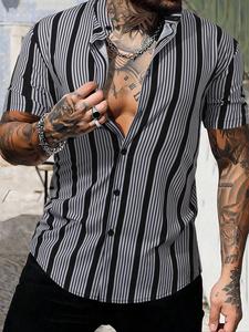 men's regular fit ditsy floral print short sleeve shirt, casual comfy top for summer, men's clothes for beach vacation, menswear