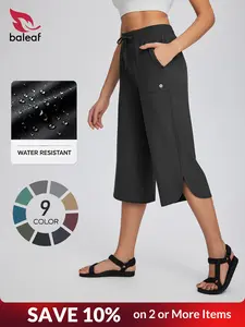 BALEAF Women's Capri Pants Wide Leg Athletic Yoga Capris with Pockets Quick Dry Lightweight Active Lounge Pants, UPF 50+ Sun Protection High Waisted Tummy Control Loose Comfy Casual Summer Capris for Hiking Gym Travel Outdoor Workout Teacher Multi-Purpose