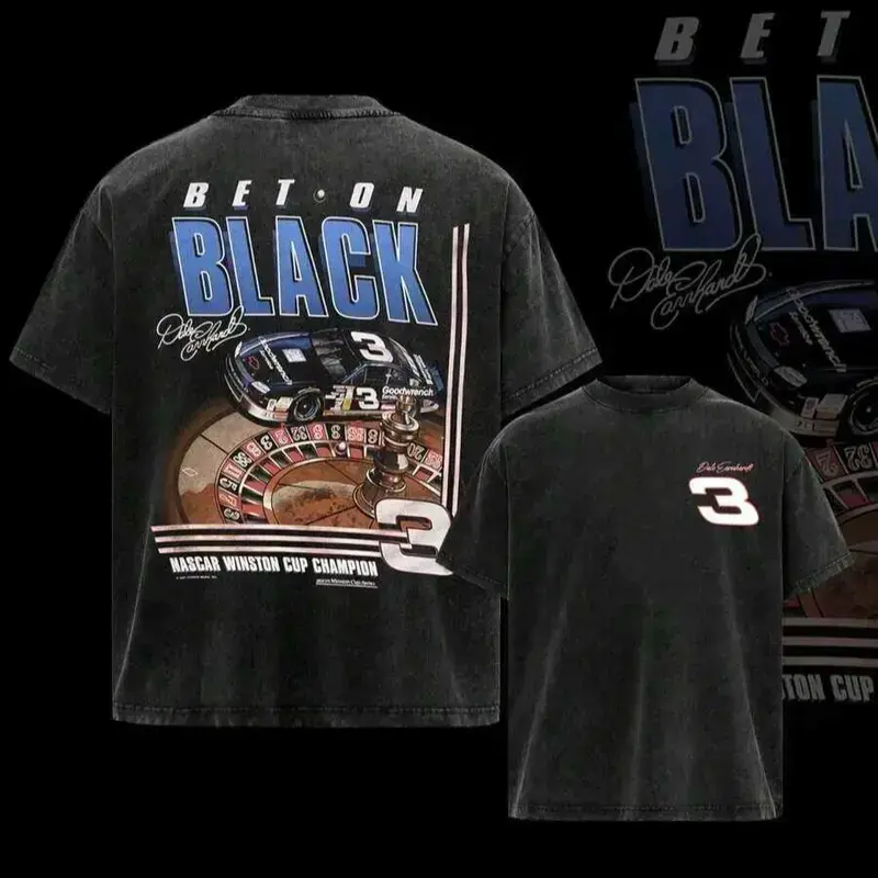 Men's Dale Earnhardt 3 NASCAR Vintage Washed Cotton Round Neck Short-Sleeve T-Shirt, Casual Menswear Clothes, Shortsleeve, Tops, Men's Clothing, Vintage T Shirts, Mens Gifts, Lightweight, Minimalist