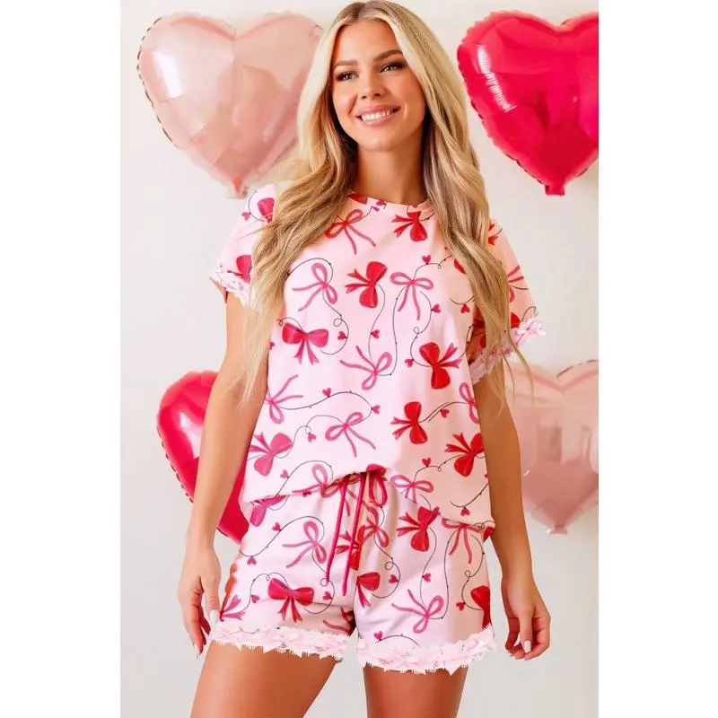 Yeraldine Romantic Bow Drawstring Two Piece Sets