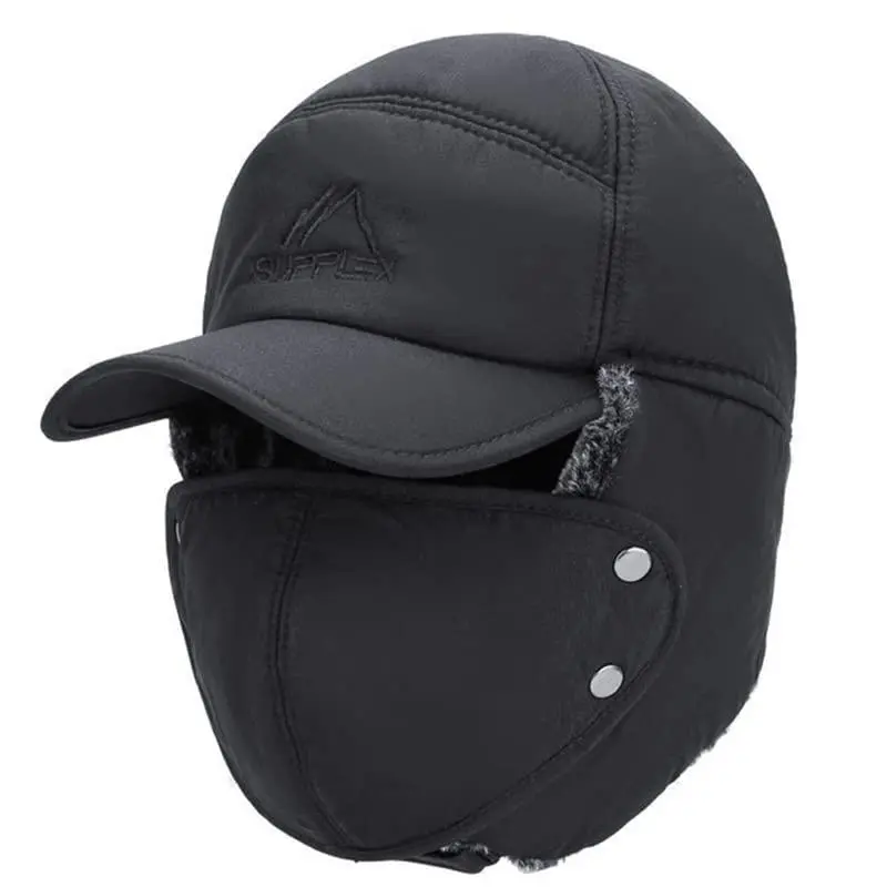 Winter Essentials Warm Hat Thicken Faux Fur Outdoor Sports Hat with Removable Face Mask for Skiing Skating Climbing Cycling Christmas Gift Sports & Outdoor Hats Windproof Thermal Ear Flap Design for Hiking
