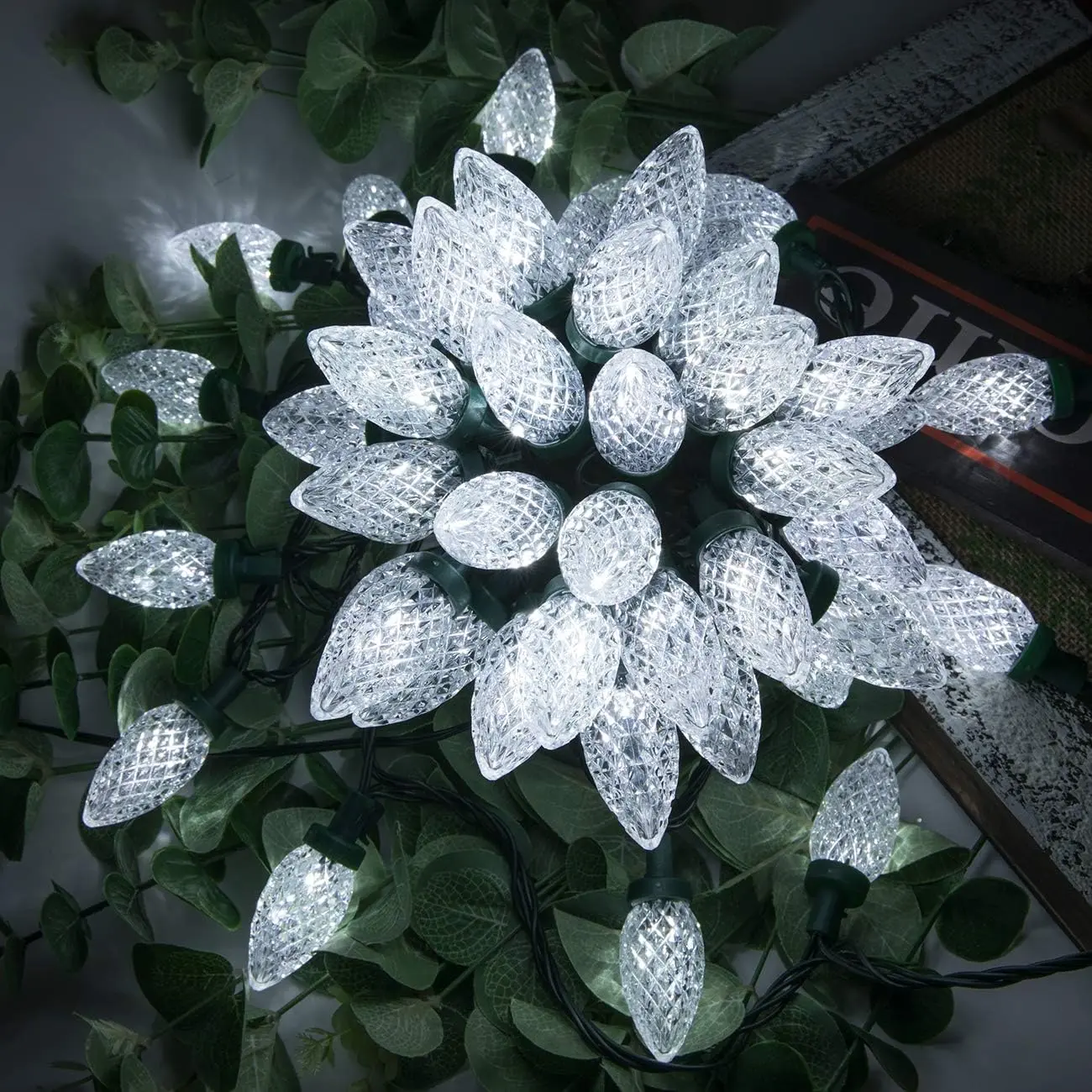 100 LED C9 String Lights (30V Plug-in) - 81 FT Waterproof Extendable Fairy Lights with 8 Modes, Timer - Home Supplies for Kids Bedroom, Valentine's Day, Christmas Decorations (White), Fashion Show, Valentines Day