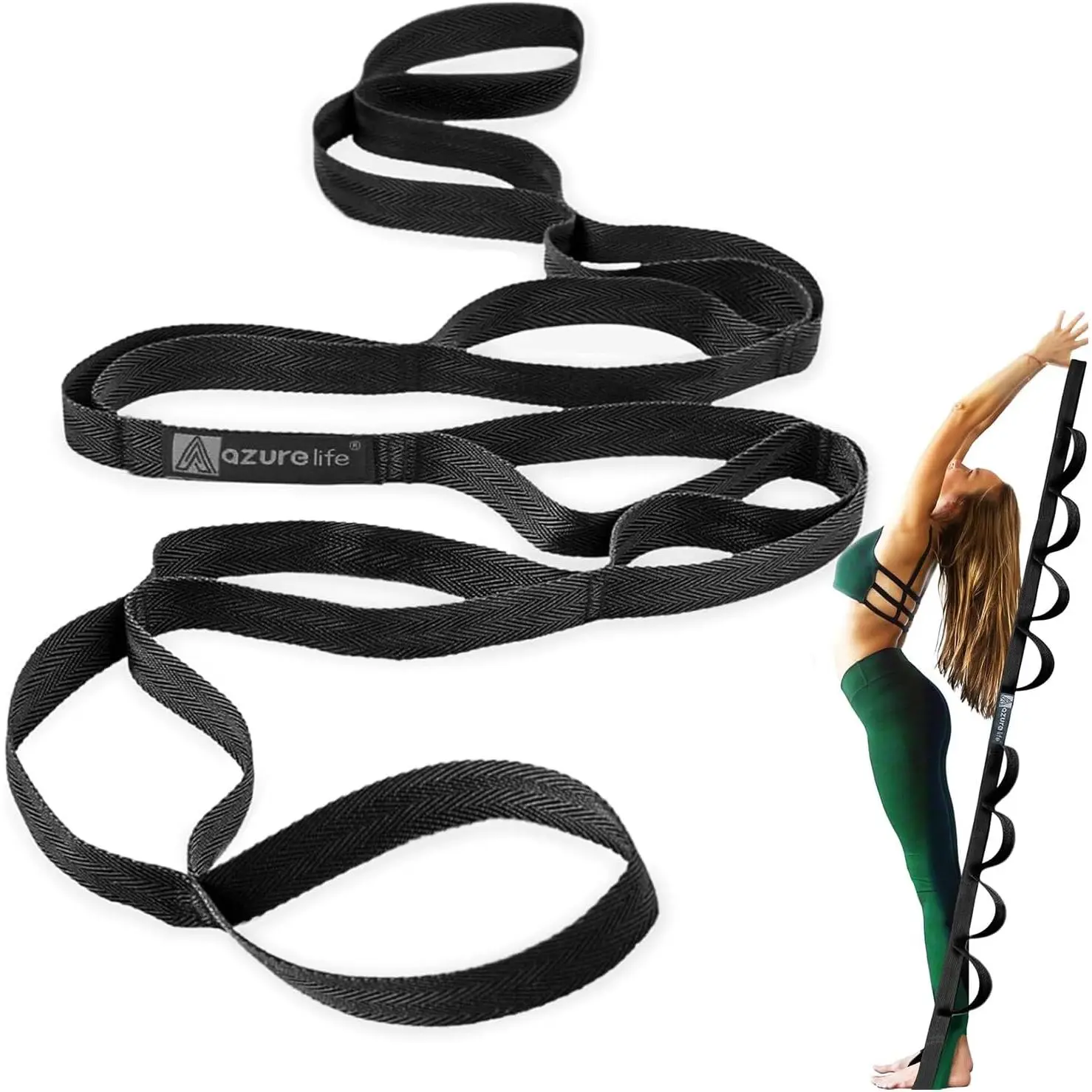 Premium Durable Stretch Straps with Loops, Stretching Strap for Physical Therapy, Multi-Loop Yoga Strap Fitness Exercise Strap for Yoga, Pilates, Dance, Flexibility&Exercise