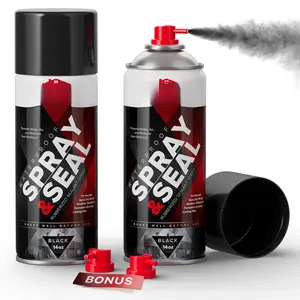 Seal Spray - Rubber  Spray with Less-Drip Formula -  Rubber  Sealant -  RV, Roof, Gutter Sealant Solution - Pack of 2 (14 oz Each, Black)