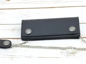 7 inch Buffalo Nickel Leather Chain Wallet