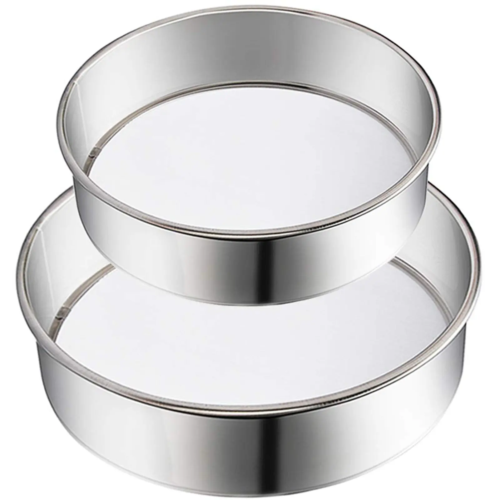 2 Pack Flour Sifter,Stainless Steel Fine Mesh Strainers Flour Sieve,60 Mesh Round Sifter for Baking Cake Bread (6-Inch and 8-Inch)