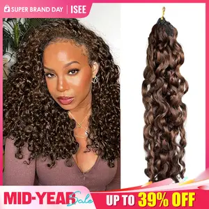 [NEW ARRIVAL] ISEE HAIR #4 Chocolate Brown & Highlight Crochet Human Hair Burmese Curly Designed for Miracle Knots Pre Separated 50g/Pack Knotless Boho Braids Vacation Hair Plush Texture Time Saving Wear Summer Braids #SummerWins #DealsForYouDays
