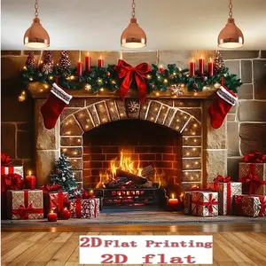 Christmas Party Background Cloth, Snow Scene Hat Holiday Decorations, Home Room Wall Decoration, Festive Photo Prop, No Power Needed