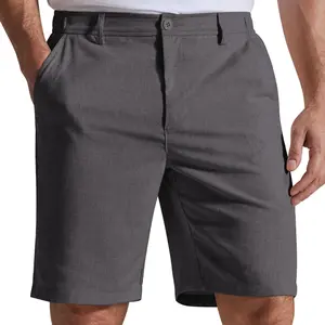 COOFANDY Mens Casual Shorts 9" Flat Front Elastic Waist Linen Dress Shorts Lightweight Summer Outfits with Pockets