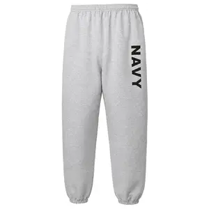 Navy Sweatpants - Military Theme Elastic Bottom Sweatpants in Sport Gray U