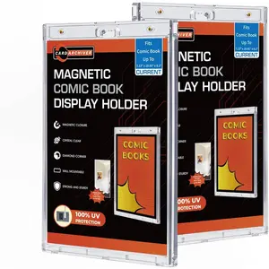 2ct Display-- Crystal Clear One Comic-Book Holders, UV Protection Slab Protectors, Wall-Mountable Holders