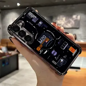 Phone Case: Creative Logo Pattern, Transparent Electroplated Four-corner Drop-proof Phone Case for Galaxy S25/S25 Ultra/S25 Plus/S25 Edge/S24/S24 FE/S24 Ultra/S23/S23 Ultra/S22/S21/S21 FE/S20. Drop-proof Transparent Soft Back Cover, Over 16 Models