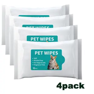 EVERBETTERUS Pet Hypoallergenic Wipes,Extra Thick Wipes for Cleaning Small Animal's Paws,Ears,Butt,Face and Eyes,Portable Wipes,Ideal for Home or Trave (Pack of 4)