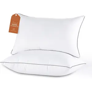 Standard Pillows Set of 2, Full Size Bed Pillows for Side, , and  Sleepers - Down Alternative Plump Filling - 2 Pack, Standard Size, 20x26 Inches