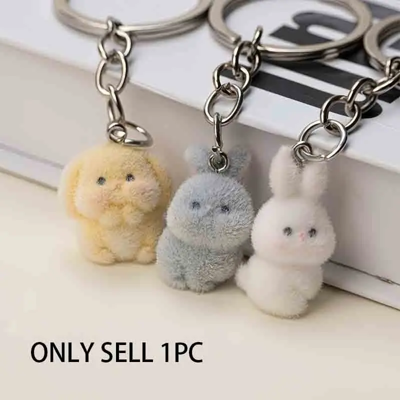 1/20pcs Cute Cartoon Three-Dimensional Rabbit Bunny Keychain Pendant Flocking Car Key Chain Pendant Bag Pendant Surprise Gift Keychain for bags Trendy Cute Kawaii Aesthetic Keychain Cute Keychains