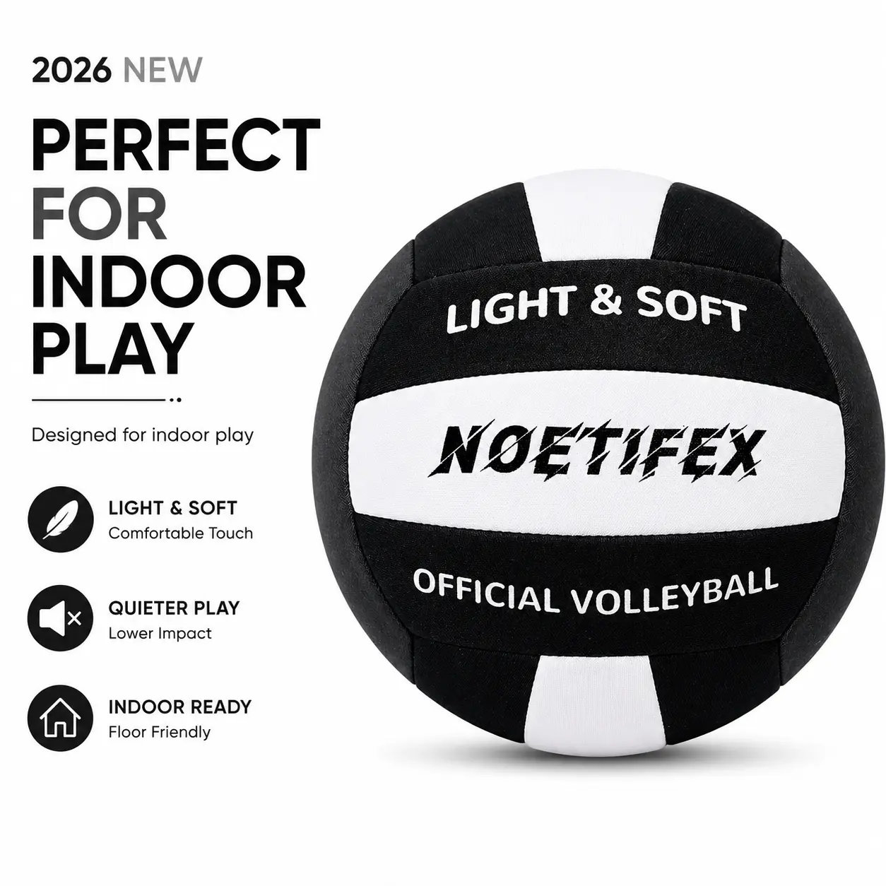 Soft Fabric Volleyball for Kids & Beginners, Lightweight Soft Touch Training Equipment for Safe, Quiet Indoor Practice - Deflated Ball, Volley Ball, Polyester, Youth, Children, Volleyballs