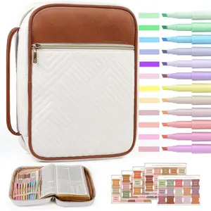 Quilted Vegan Leather Bible Cover, Color-Blocked Bible Cover Case for Women, Large Bible Carrying Case with Handle, Bible Study Supplies & Christian Gift for Women