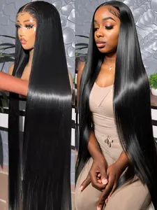 Bling Hair Straight 13x6 Hd Lace Frontal Wig Human Hair  180 Density 32 34 Inch 13x4 Brazilian Pre Plucked Lace Wigs For Black Women