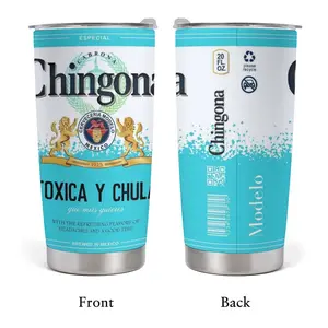 Chingona "Toxica y Chula" 20oz Stainless Steel Tumbler - Mexican Beer Parody Design, Mexican Culture Insulated Travel Mug - Unique Latina Gift Water Bottle with Lid