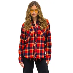PLAID FLANNEL LIGHT WEIGHT UNISEX WESTERN SHIRT - RUGBY PLAID