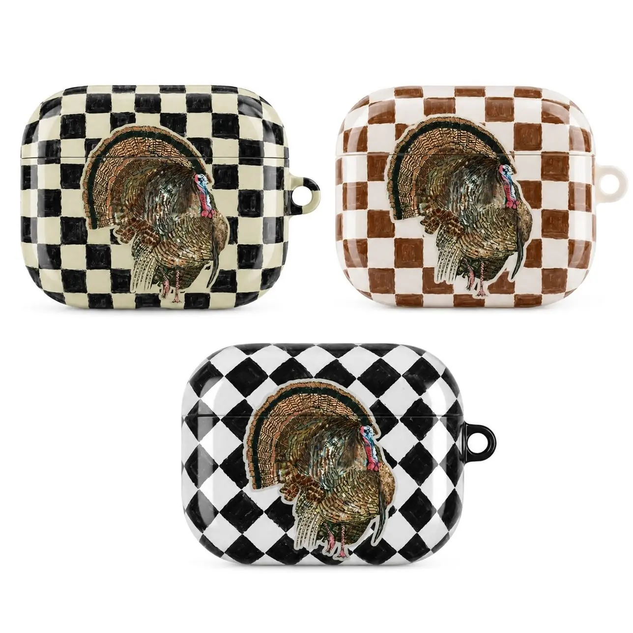 Turkey Checkered Airpods Case - Feathered Turkey Hunter Rustic Outdoor Protective Cover for AirPods Pro 1 2 3 , Airpod 1 2 3 4 Aesthetic Air Pods Case
