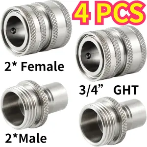 12/8/4PCS Garden Hose Quick Connect Solid Stainless Steel Water Hose Connectors Garden Hose Disconnect 3/4 inch GHT - Thread Easy Fittings No-Leak Water Hose Male Female Value