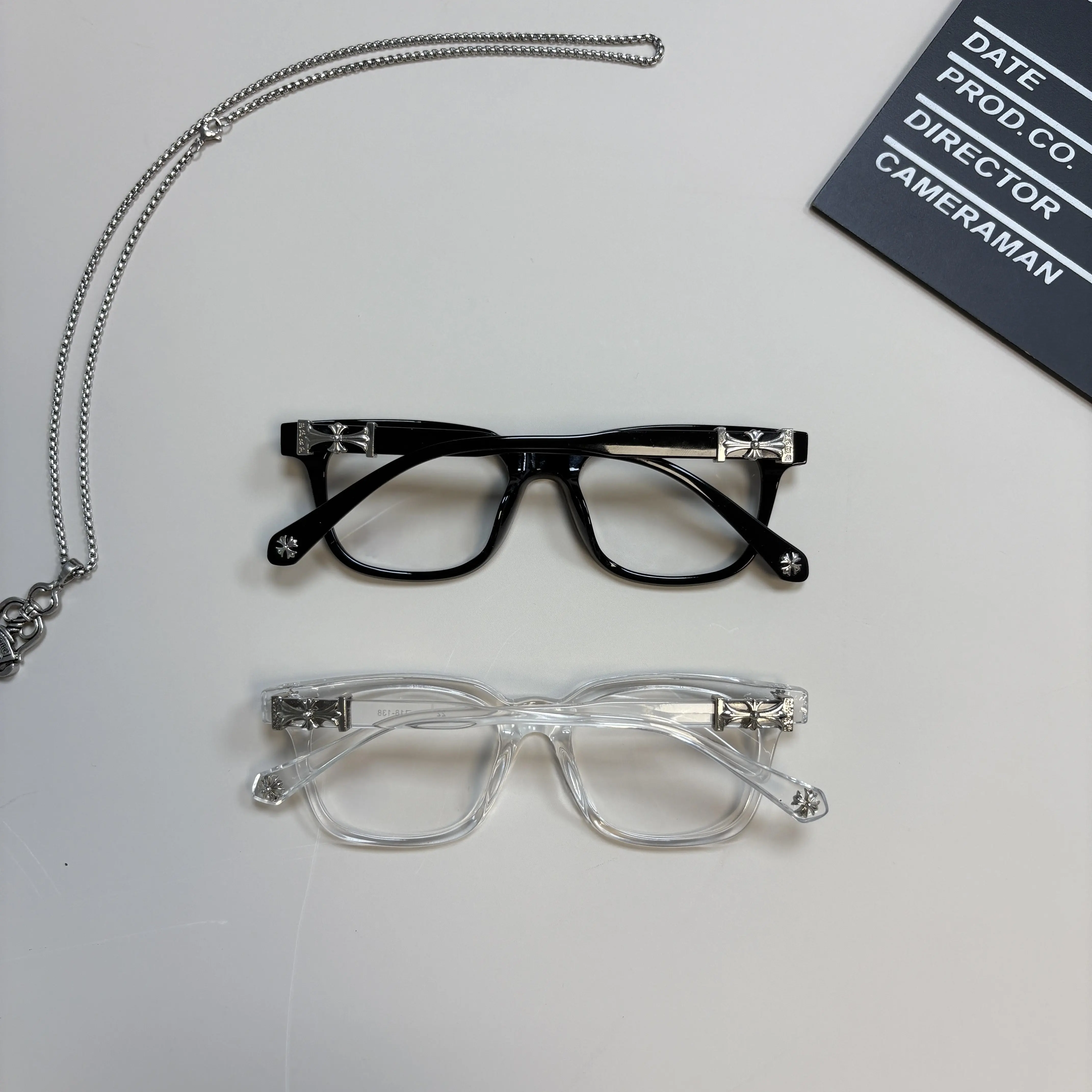 2pcs - Black Silver + Clear Silver