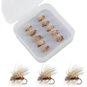 Elk Hair Caddis Fly Kit, 10-Pack Caddisflies Dry Trout Flies Fly Fishing Lures Assortment with Storage Box, Size 16/18 Caddis Flies for Trout Fishing