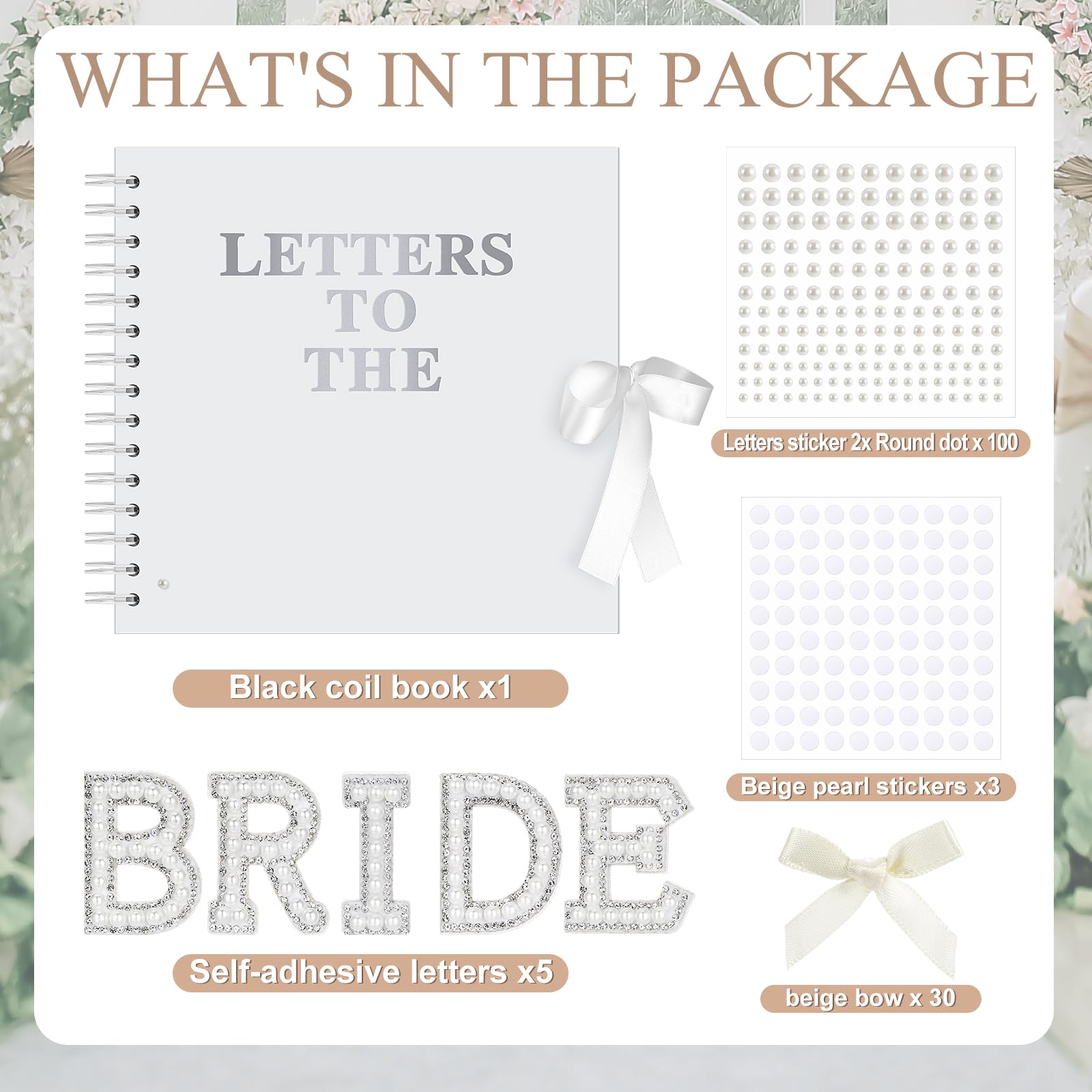 Letters to the Bride Book Wedding Gift - Heartfelt Wedding Letters Scrapbook for Bride, DIY Bridal Shower Gift from Bridesmaids & Mom, Elegant Pearl Decor Keepsake Memory Book for Wedding Morning
