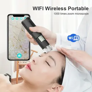 Wireless Digital Microscope, 1080p 8-LED 1000X Magnification WiFi Portable Handheld Microscopes With Adjustable Stand USB Microscope Camera Compatible With IPhone\ Android\iPad\Windows Mac Computer