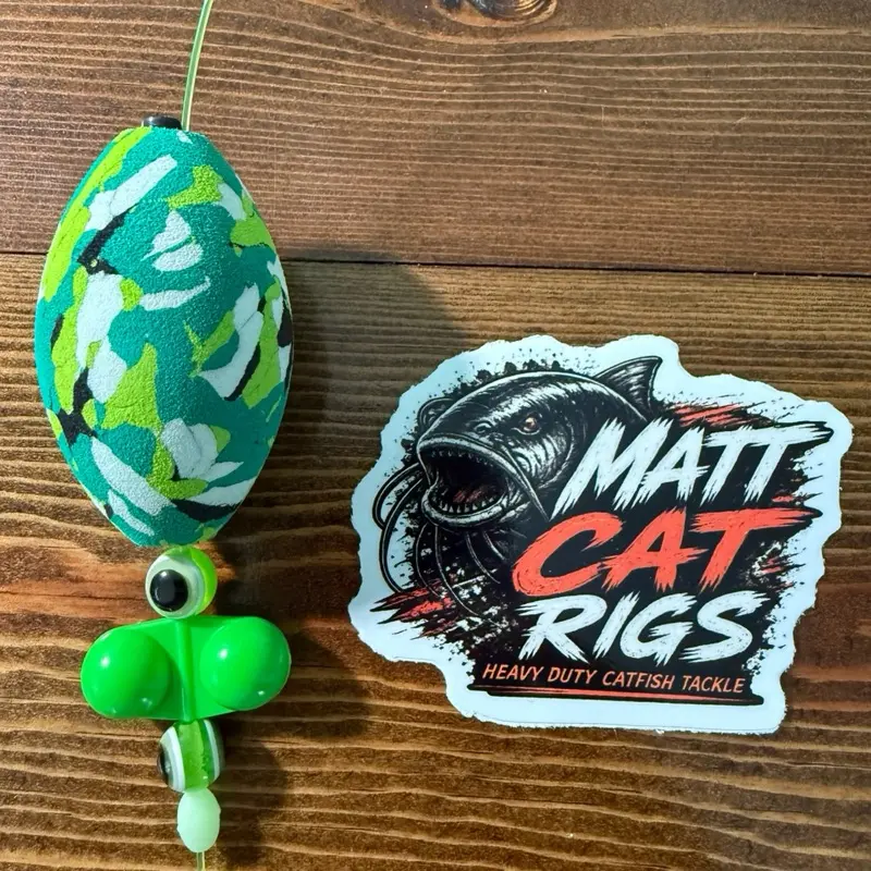 Matt Cat Rig Green Camo EVA Foam Egg Float with 8/0 Gamakatsu Circle Hook