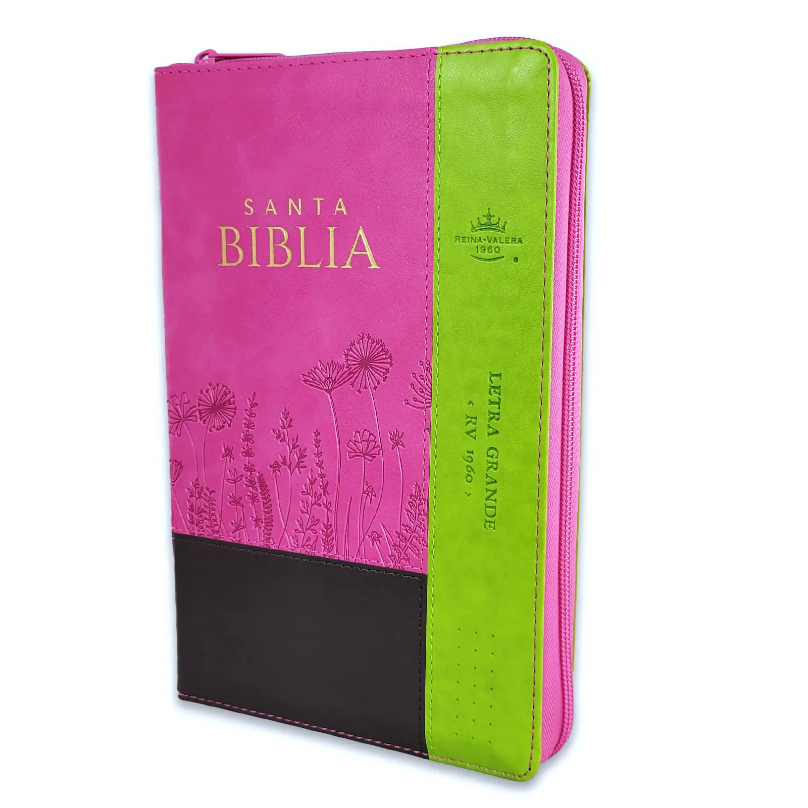 Women's RV1960 12-Point Font Bible with Bible Verses, Spanish Translation, C.H Spurgeon & J.C. Ryle Content, Imitation Leather-Soft Cover (Brown/Fuchsia/Lime), Index