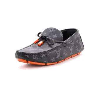 Pre-owned Louis Vuitton Men's LV Driver Moccasin Loafers Monogram Eclipse Leather by Rebag