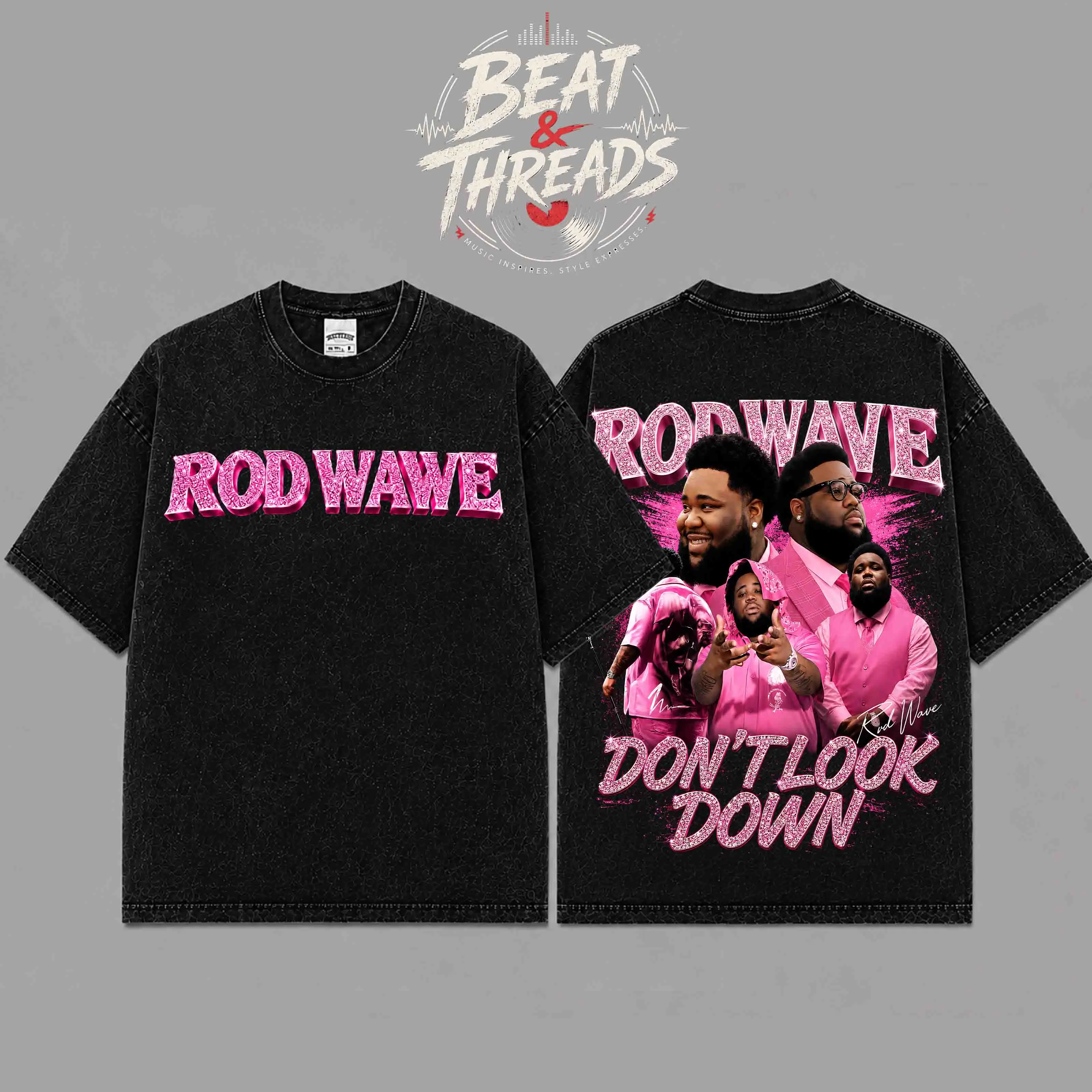[ Beat & Threads ] Rod Wave Don't Look Down Tour Vintage Wash T-Shirt, Two Sided Rap Concert Tee, Hip Hop Graphic Oversized Shirt, Music Fan Gift, Oversized Music Fan Gift, RodWave, DontLookDown, RodWaveTour, HipHop, RapMusic, HipHopCulture, RetroTee