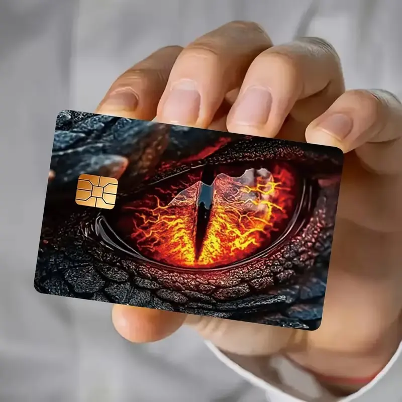Dragon Eye Credit Card Skin Sticker, Fire Reptile Eye Card Cover, Dark Fantasy Debit Card Skin, Lava Monster Bank Card Sticker